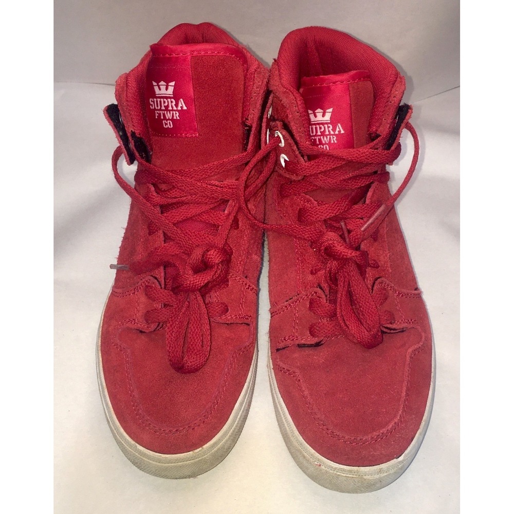 Supra Vaider Shoes Size 8 Red All Suede High Top Skate Sneakers Read Description - Picture 2 of 16